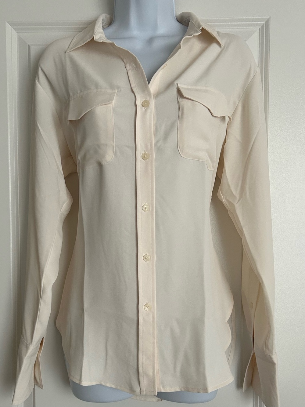 NWT Loft Utility Button-Down Shirt in Soft Cream Size Small